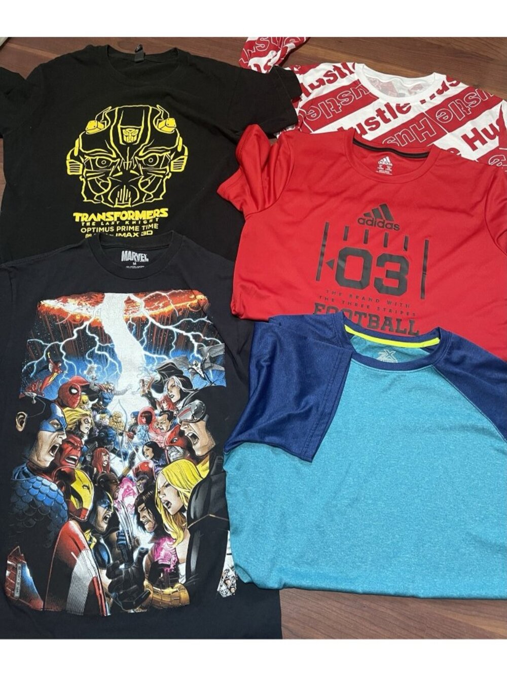 Young Men’s T-shirts Lot 5 Marvel Avengers X-Men Transformers Adidas Graphic S/M